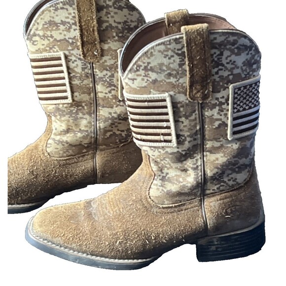 Ariat Men\'s Boots Western Patriot Sand Storm Camo American Flag Mocha Suede 7.5 main image 6